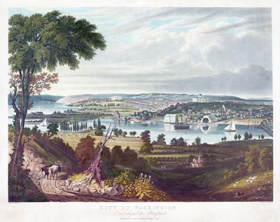 City of Washington from Beyond the Navy Yard, Engraving by William James Bennett by George Cooke